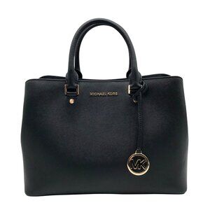 Michael Kors Black Saffiano Leather Middle Zip Savannah Convertible Tote